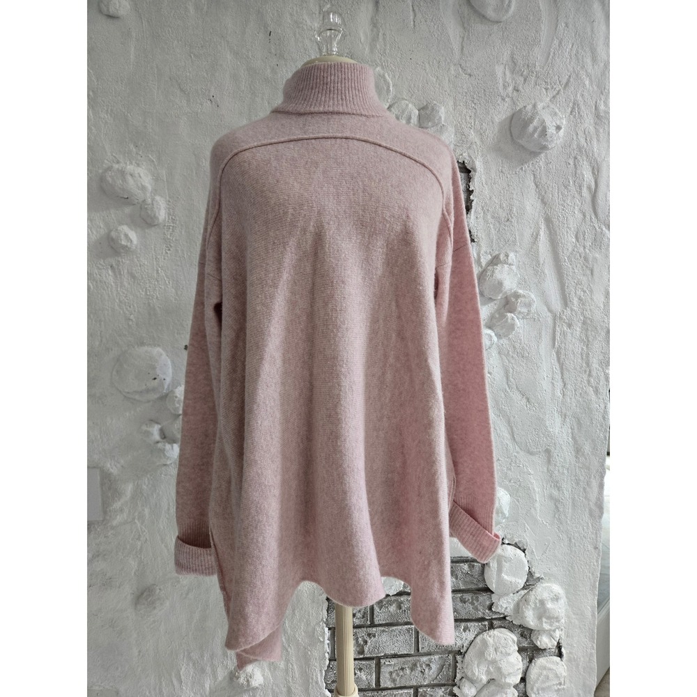 Artisan NY Womens Oversized Turtleneck Wool Blend Tunic Sweater Pink Size Large